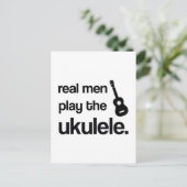 DE ECHTE MANNEN SPELEN UKULELE BRIEFKAART (Staand voorkant)