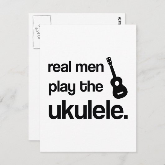 DE ECHTE MANNEN SPELEN UKULELE BRIEFKAART (Voorkant / Achterkant)