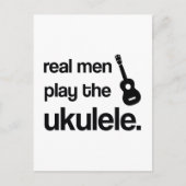 DE ECHTE MANNEN SPELEN UKULELE BRIEFKAART (Voorkant)