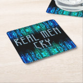 De echte mannen van SlipperyJoe huilen zwarte blau Kartonnen Onderzetters (Schuin)