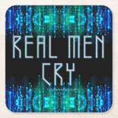 De echte mannen van SlipperyJoe huilen zwarte blau Kartonnen Onderzetters (Voorkant)