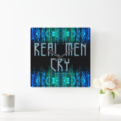 De echte mannen van SlipperyJoe huilen zwarte blau Vierkante Klok (Huis)