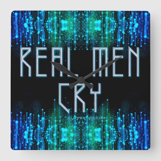 De echte mannen van SlipperyJoe huilen zwarte blau Vierkante Klok (Voorkant)