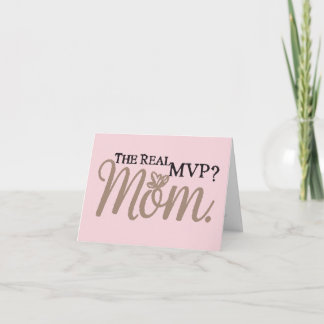 De Echte MVP – Moeder | Minimalistische Roze Roos Bedankkaart