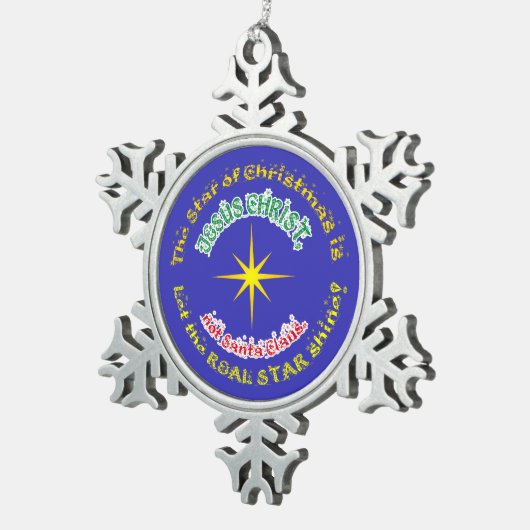 De echte ster van Kerstmis Tin Sneeuwvlok Ornament (Rechts)