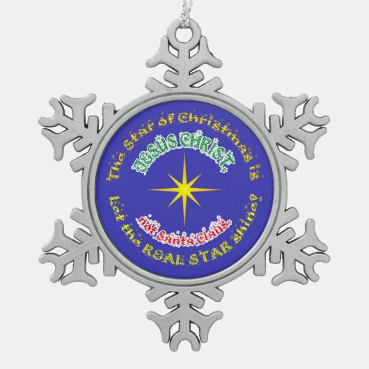 De echte ster van Kerstmis Tin Sneeuwvlok Ornament (Voorkant)