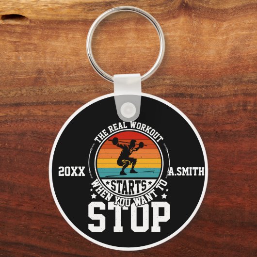 De echte training begint wanneer je wilt stoppen m sleutelhanger (Voorkant)