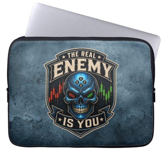 De Echte Vijand Bent Jij Blue Grunge  Laptop Sleeve (Voorkant)