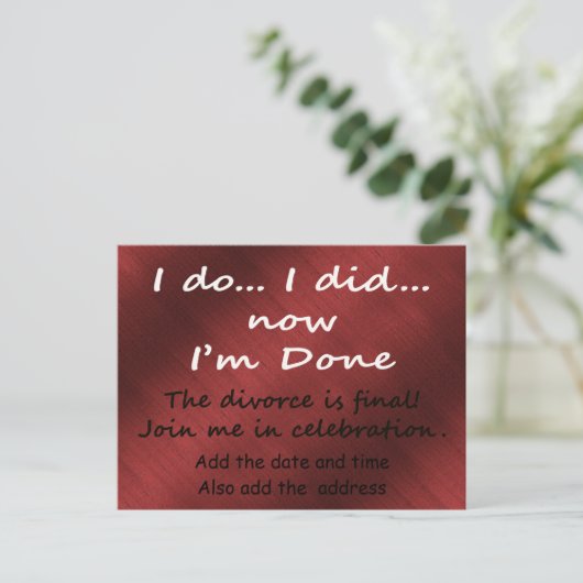 De echtscheiding is definitief briefkaart (Staand voorkant)