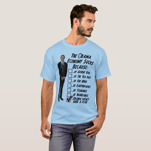 De economie van Obama zweeft T-shirt (Voorkant volledig)