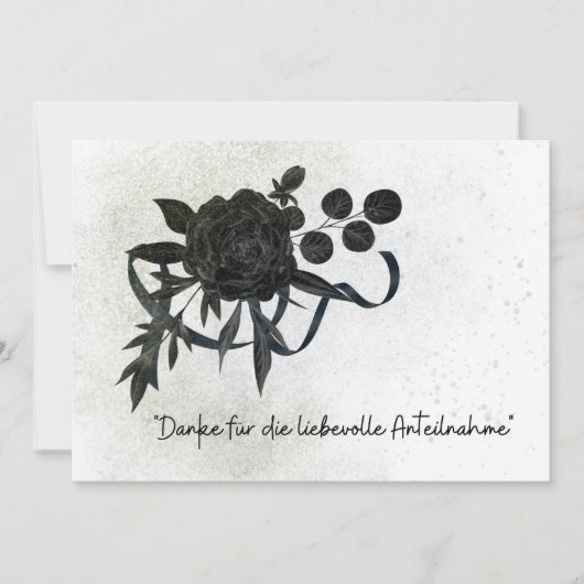 DE | Edle Trauer Danksagung Karte - Schwarze Rose (Voorkant)