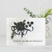 DE | Edle Trauer Danksagung Karte - Schwarze Rose (Staand voorkant)