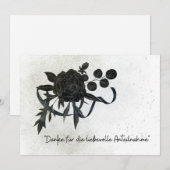 DE | Edle Trauer Danksagung Karte - Schwarze Rose (Voorkant / Achterkant)