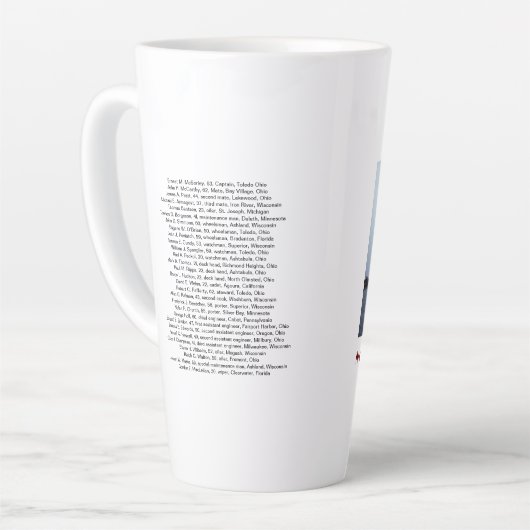 De Edmund Fitzgerald met Crew Names Latte Mok (Linkerhoek)