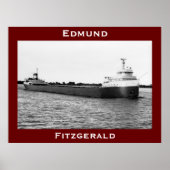 De Edmund Fitzgerald op de St. Clair (B&W) Poster (Voorkant)