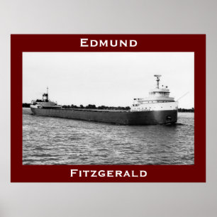 De Edmund Fitzgerald op de St. Clair (B&W) Poster