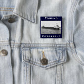 De Edmund Fitzgerald op de St. Clair Vierkante Button 5,1 Cm (In situ)
