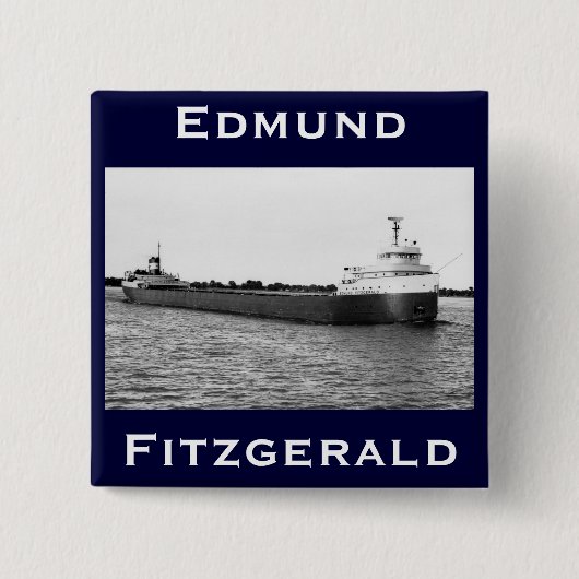 De Edmund Fitzgerald op de St. Clair Vierkante Button 5,1 Cm (Voorkant)