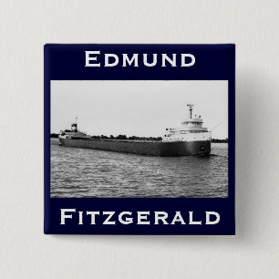 De Edmund Fitzgerald op de St. Clair Vierkante Button 5,1 Cm