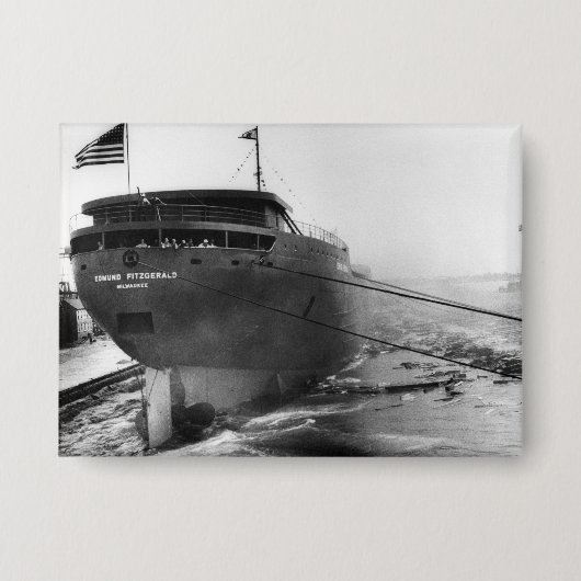 De Edmund Fitzgerald Vintage Great Lakes-schip Button (Voorkant)
