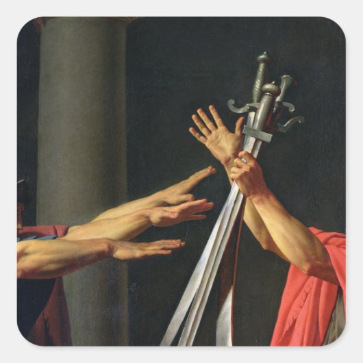 De eed van Horatii, 1784 Vierkante Sticker (Voorkant)