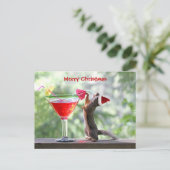 De Eekhoorn die van Kerstmis een Cocktail drink Feestdagenkaart (Staand voorkant)