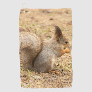 De eekhoorn eet een moerfoto golfhanddoek