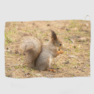 De eekhoorn eet een moerfoto golfhanddoek