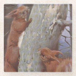 DE EEKHOORN (Sciurus vulgaris) Glazen Onderzetter