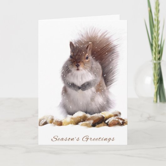 De Eekhoorn van de Groeten van het seizoen met de Feestdagen Kaart (Voorkant)