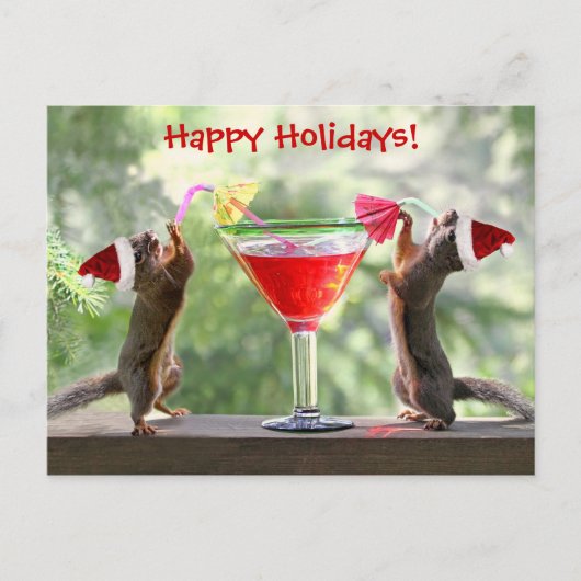 De Eekhoorns die van de kerstman een Cocktail Feestdagenkaart (Voorkant)