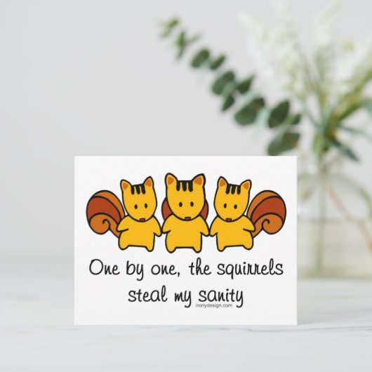 De eekhoorns stelen mijn gezondheid briefkaart (Staand voorkant)