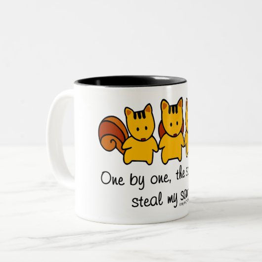 De eekhoorns stelen mijn gezondheid tweekleurige koffiemok (Voorkant links)