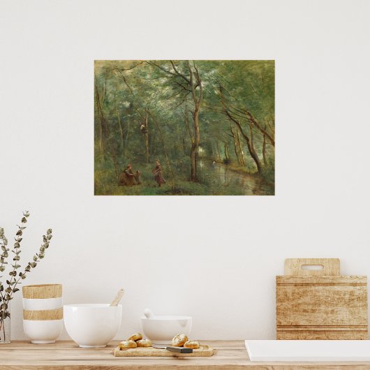 De Eel Gatherers - Jean-Baptiste - Corot Fine Art Poster (Keuken)