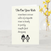 De één-jaars regel - vertraagde huwelijksgelukwens kaart (Gele Bloem)