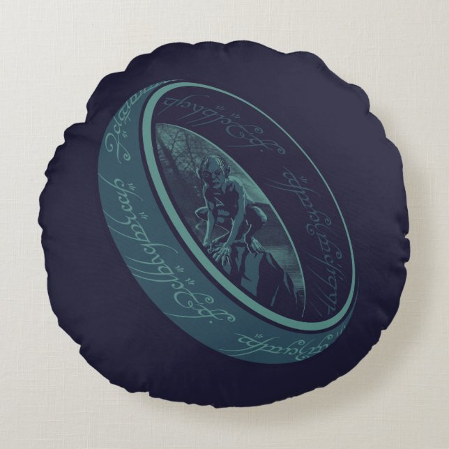 DE EEN RING™ GOLLUM™ Grafisch Rond Kussen (Voorkant)
