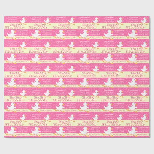 De eend roze douane van het baby shower het leuke cadeaupapier (Vlak)