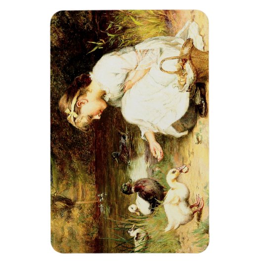 De eenden voeren. Paasgeschenk magneten (Verticaal)