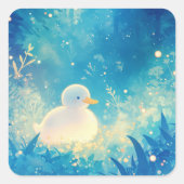 De eendje vredige terugtocht vierkante sticker (Voorkant)