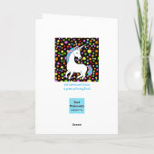 De eenhoorn en bloemen. Verjaardag Kaart (Achterkant)