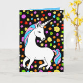 De eenhoorn en bloemen. Verjaardag Kaart (Gele Bloem)