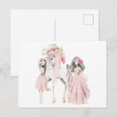 De eenhoorn en meisjes briefkaart (Voorkant / Achterkant)