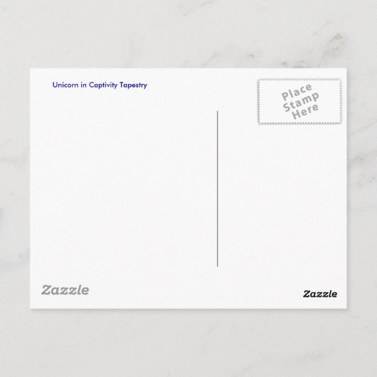 "De Eenhoorn in gevangenschap" Briefkaart (Achterkant)
