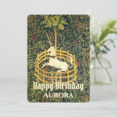 De eenhoorn in gevangenschap Fantasy Middeleeuwse Feestdagenkaart (Staand voorkant)