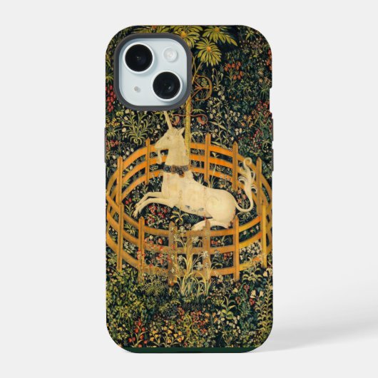 De eenhoorn in gevangenschap iPhone 15 case (Achterkant)