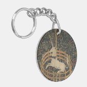 De eenhoorn in gevangenschap, middeleeuws tapijt sleutelhanger (Voorkant Links)