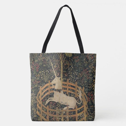 De eenhoorn in gevangenschap, middeleeuws tapijt tote bag (Voorkant)