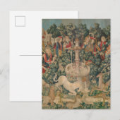 De eenhoorn is gevonden, middeleeuws tapijt briefkaart (Voorkant / Achterkant)