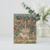 De eenhoorn is gevonden, middeleeuws tapijt briefkaart (Staand voorkant)