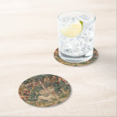 De eenhoorn is gevonden, middeleeuws tapijt ronde kartonnen onderzetter (Insitu)